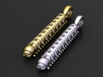 GOLDEN EARTH WORM PENDANT 3D PRINTABLE MODEL 3D print model