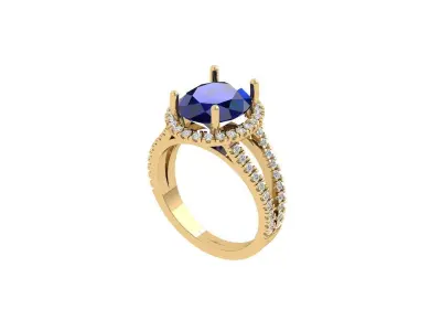Oval Solitaire Ring 3D print model 26
