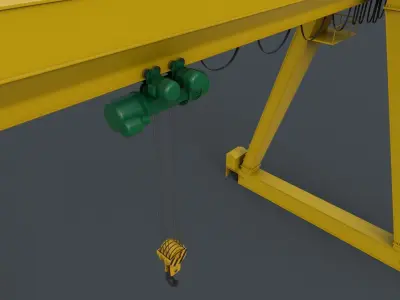 PBR Single Girder Gantry Crane V1 - YELLOW LIGHT Low-poly 3D model