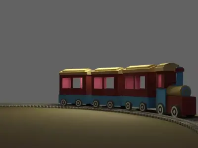 Stylized Toy Train Low-poly 3D model