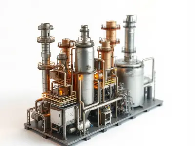 Industrial Refinery Model Pack  Detailed Pipes and Structures Low-poly 3D model