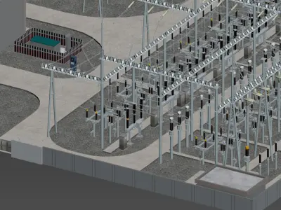 SCI FI Model 220kV Substation- Super Detailed Low-poly 3D model purchase