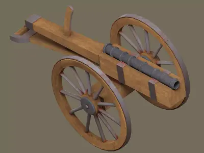 Medieval cannon Low-poly 3D model 8