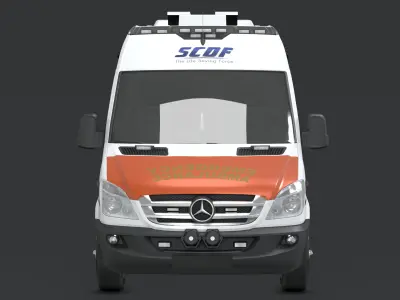 SCDF Mercedes benz Sprinter Emergency Ambulance 3D model