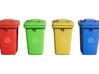 Recycle Trash Garbage Cans Low Poly 3D Low-poly 3D model