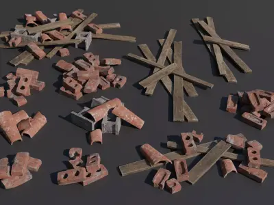 Debris piles Low-Poly 3d models Low-poly 3D model
