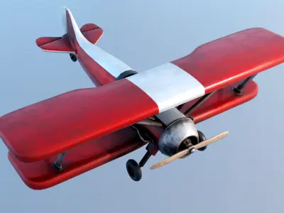 Modern Biplane Low-poly 3D model