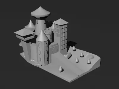 Low Poly Castle 2 harry potter Low-poly 3D model