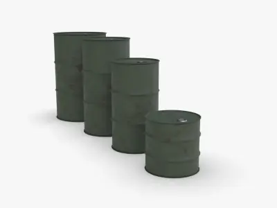 Army chemical barrels Low-poly 3D model