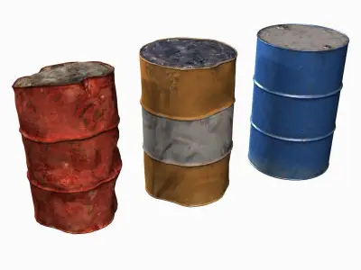Low Poly 55 Gallon Drums Low-poly 3D model