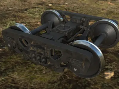 Bogie of railway freight train 3D model