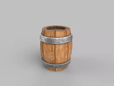 Barrel wooden Low-poly 3D model 7