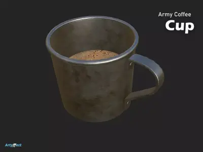 WW2 Military Coffee Cup Game Ready Textured Free low-poly 3D model