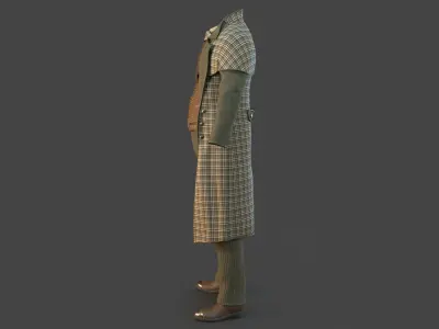 Vintage Clothing Male Suit Low-poly 3D model