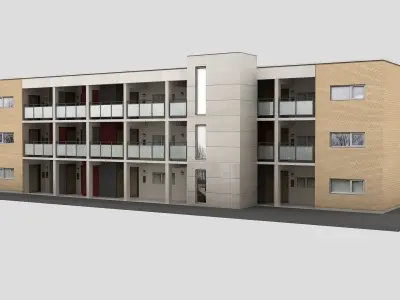 Realistic European City Block Building 26 Low-poly 3D model