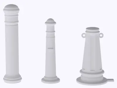 Set of 3 urban bollard 1 train model  3D print model purchase