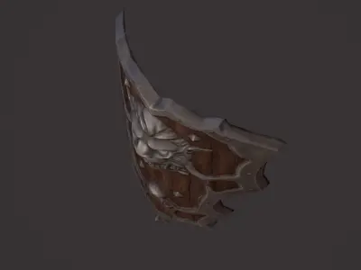 Shield wooden with lion head Free low-poly 3D model