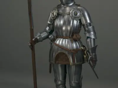 Knight Knight with halberd 3D model