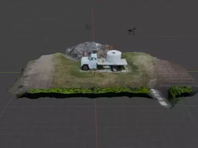 3D Model  Abandoned Truck with Water Tank on Flatbed 3D print model