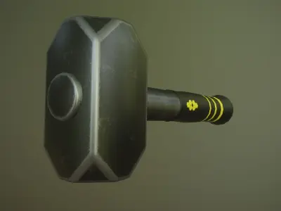 Hammer with stripes Free low-poly 3D model