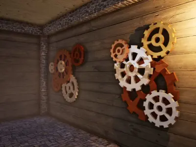 Clock gears untextured Low-poly 3D model