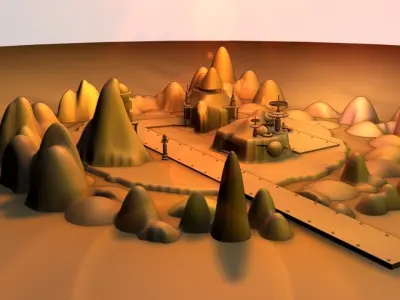 Island Base with Airplane 3D model