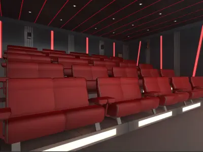 Modern Cinema Hall Low-poly 3D model