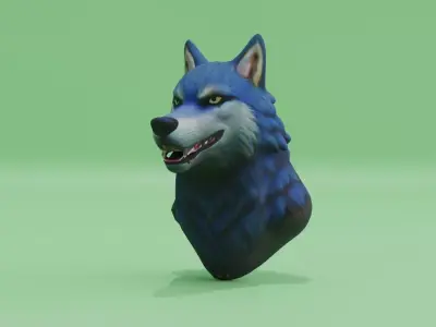 Wolf Head Stylized Low-poly 3D model