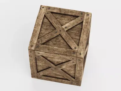 Wooden Crate V6 - Weathered Storage Box 3D model