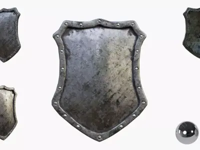 Medival knight shield Low-poly 3D model