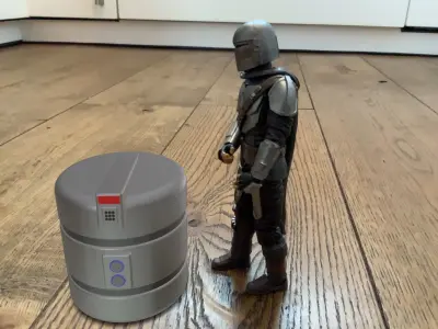 Mandalorian theme inspired round crate 3D print model
