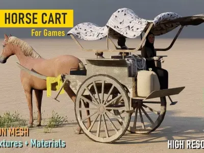 Horse Cart Low-poly 3D model buy