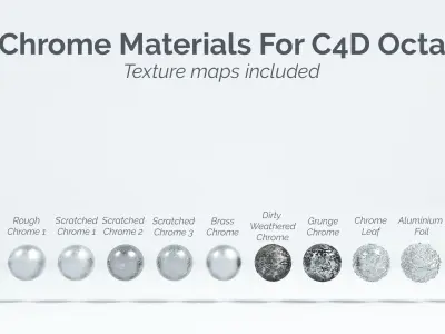 11 Chrome Materials for C4D Octane render Texture