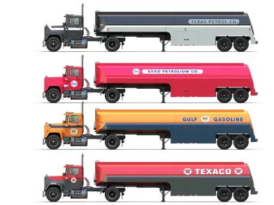 Old american fuel tanker Low-poly 3D model