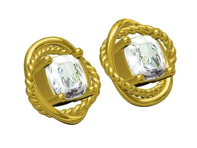 Antique Crossover Infinity Diamond Earring 3D print model