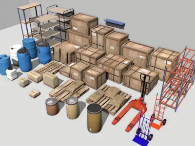 Warehouse Props Pack 1 unreal asset Low-poly 3D model