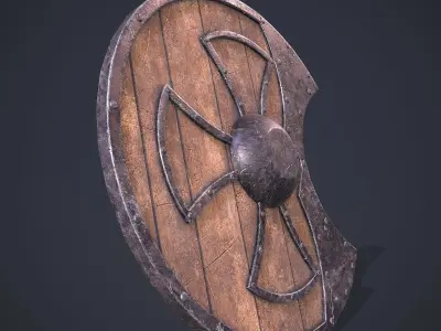 Medeival Warriors LARP Shield Low-poly 3D model