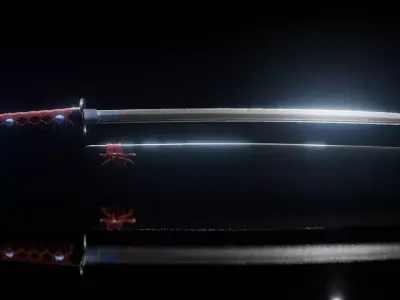 Katana samurai sword Free 3D model 5