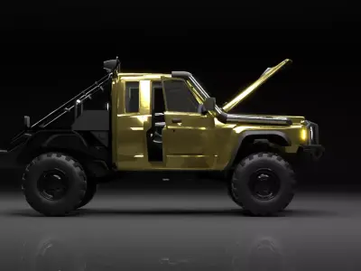 Offroad Pickup Truck Rigged Low Poly 3D Model 4x4 Low-poly 3D model