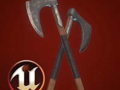 Battle Axe Low-poly 3D model 36