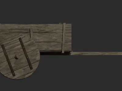 Wooden Cart Low-poly 3D model 24