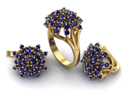 Vintage Diamond Cluster Set 3D print model