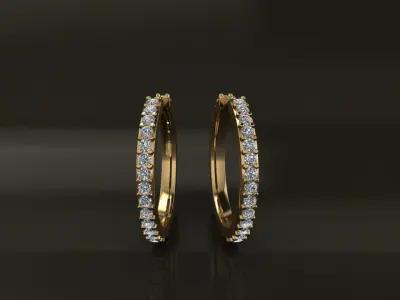 Earring Infinity Diamond Hoop Mid Size 15mm Inside Diameter 3D print model