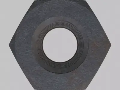 M12 Nut Coarse Threads Lock Type with Rusty Iron Texture 3D model
