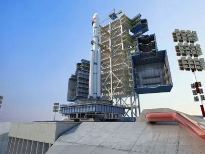 Rocket launch pad - Rocket launch site Low-poly 3D model