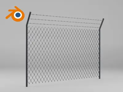 Military fence gate mesh fence metal 3D model