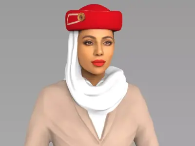 Emirates Airline stewardess ready for full color 3D printing 3D print model