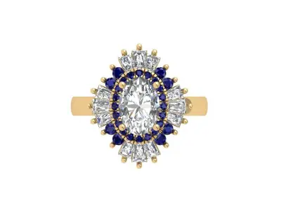 Oval Solitaire Ring 3D print model 28