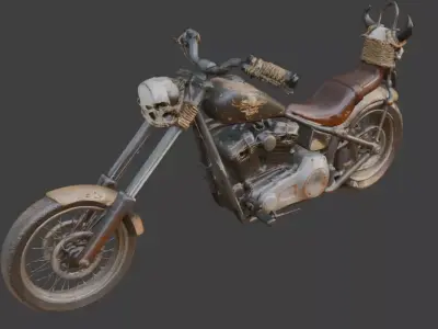 Wasteland Outlaw Chopper Motorcycle Low-poly 3D model