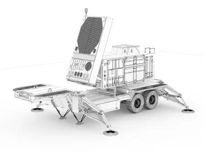 Patriot Launcher MIM-104 and Radar MPQ-53 Trailer - Air Defense 3D model